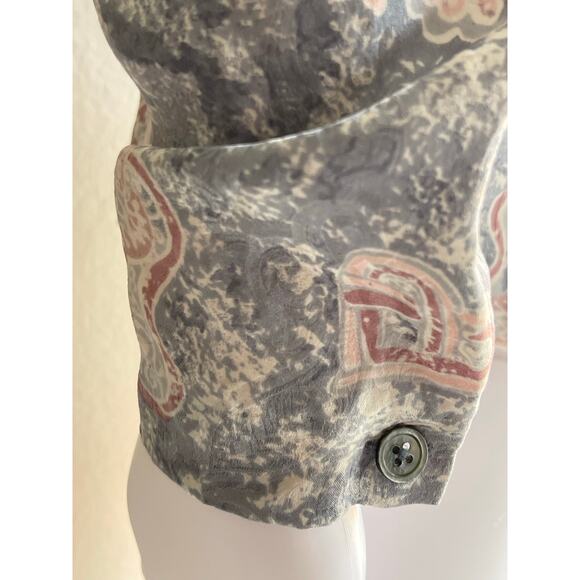 Vintage Silk Top by Classiques 100% Silk Double Breasted Pink Gray Size 4 - Picture 6 of 9